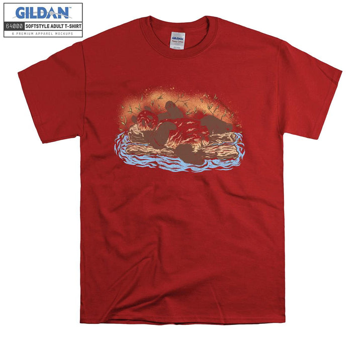 Brown Bear Bathing in Water T-shirt