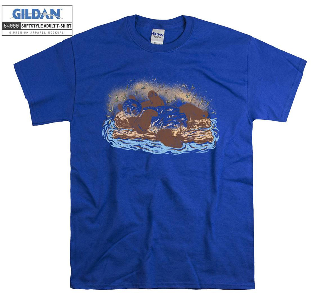 Brown Bear Bathing in Water T-shirt