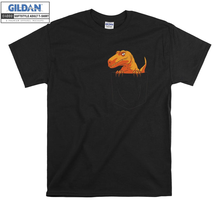 Orange T-rex In Pocket T-shirt