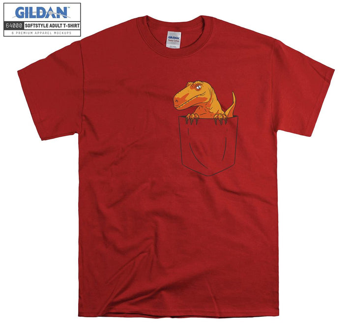 Orange T-rex In Pocket T-shirt