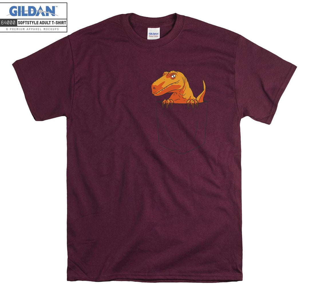 Orange T-rex In Pocket T-shirt