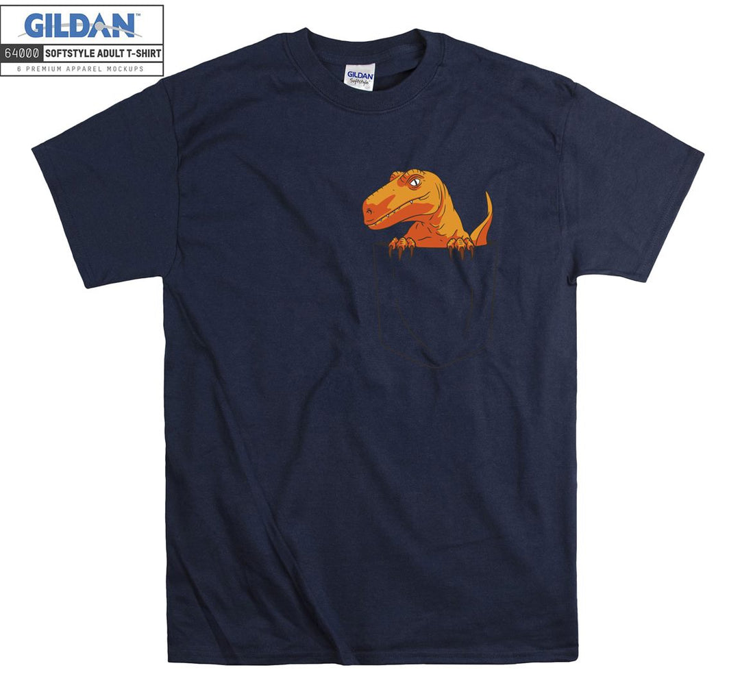 Orange T-rex In Pocket T-shirt