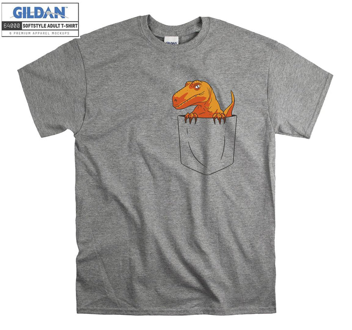 Orange T-rex In Pocket T-shirt