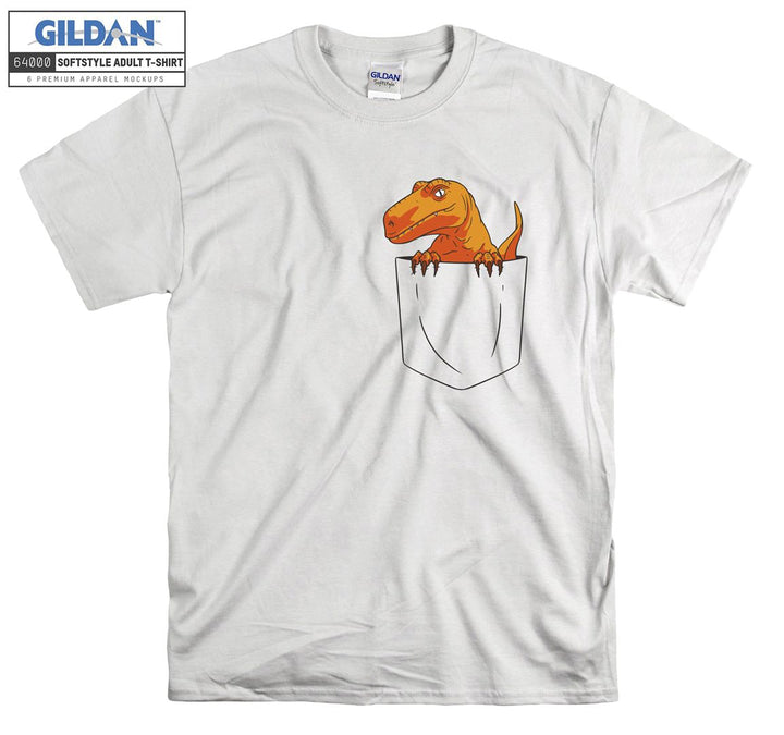 Orange T-rex In Pocket T-shirt