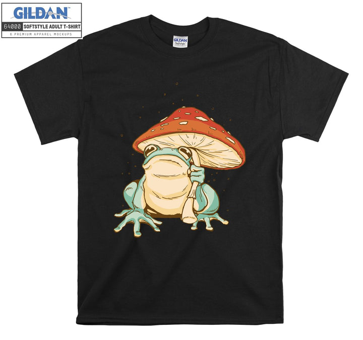 Green Frog Holding Mushroom T-shirt