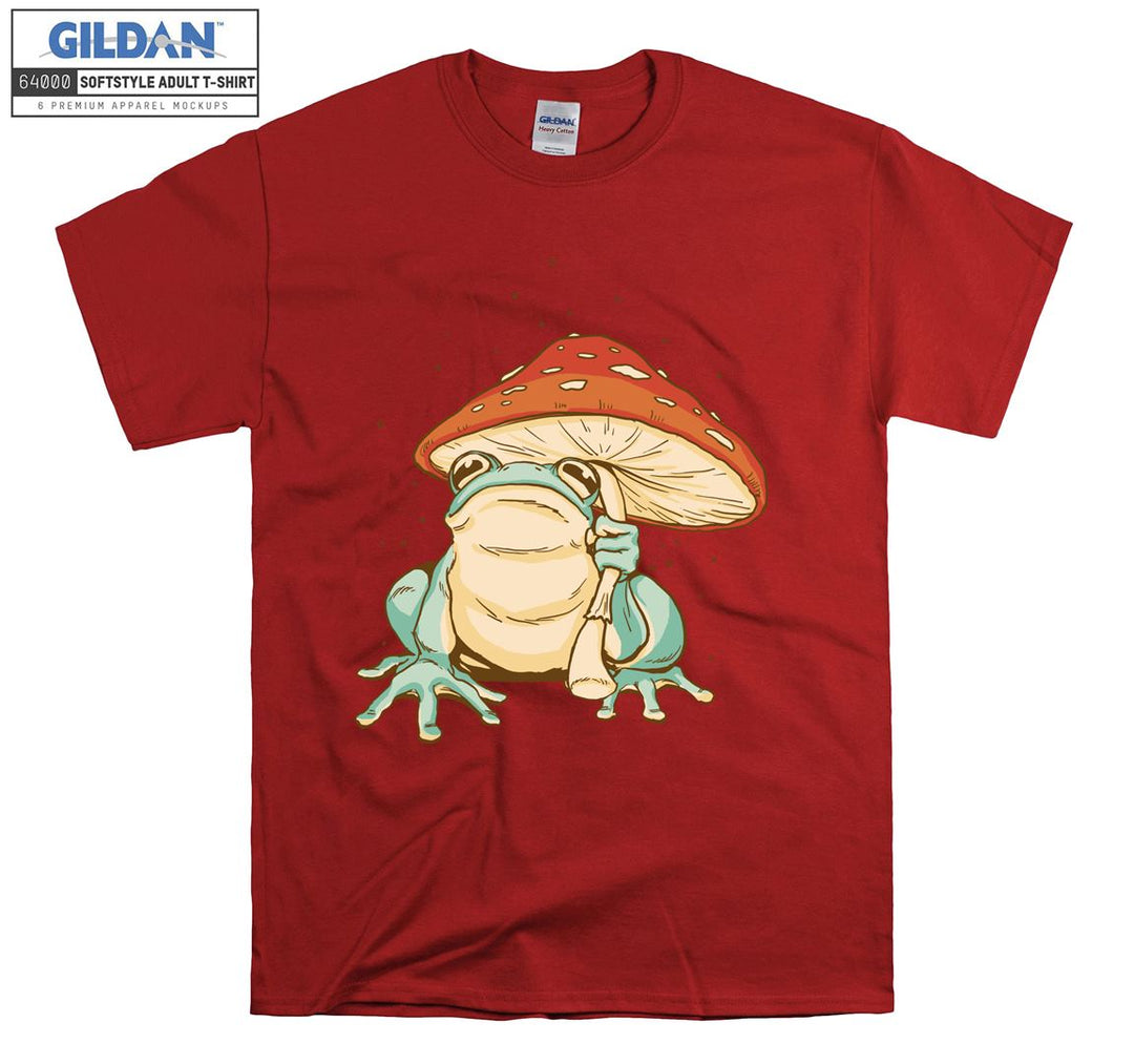 Green Frog Holding Mushroom T-shirt