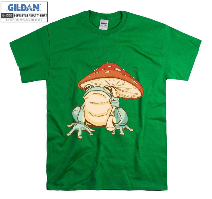 Green Frog Holding Mushroom T-shirt