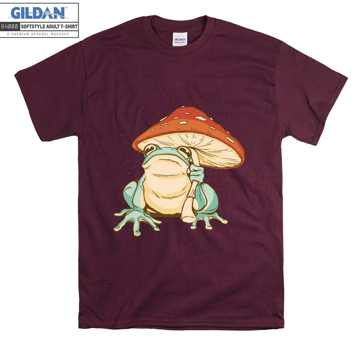 Green Frog Holding Mushroom T-shirt