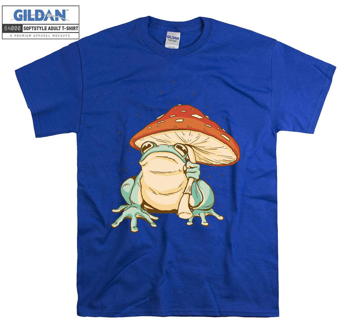 Green Frog Holding Mushroom T-shirt