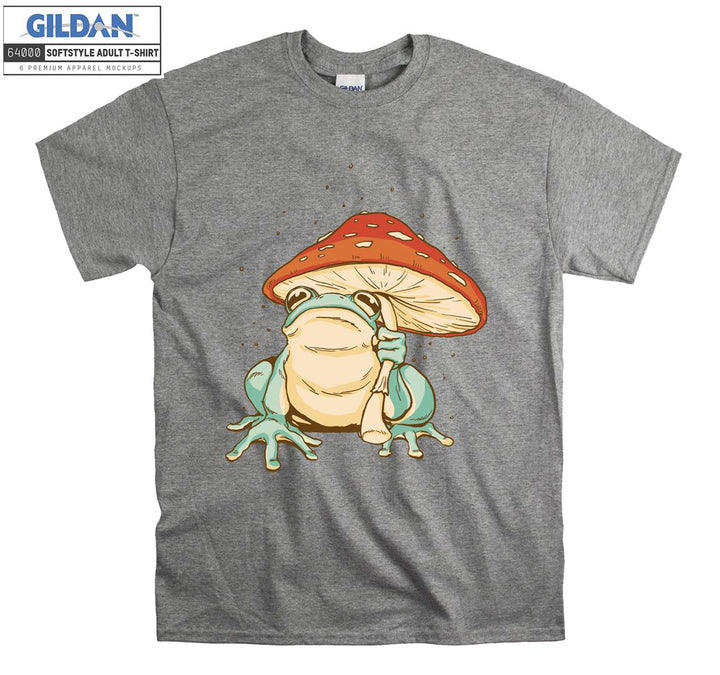 Green Frog Holding Mushroom T-shirt