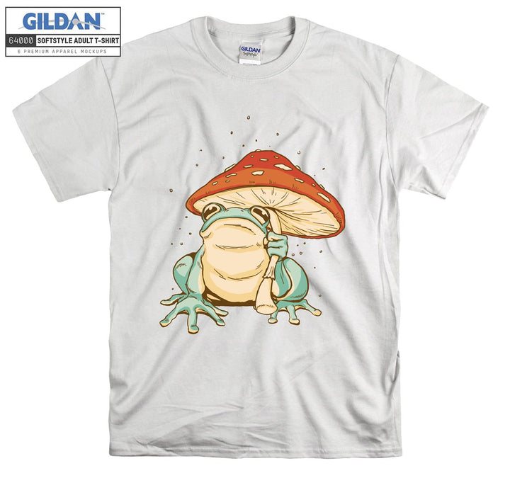 Green Frog Holding Mushroom T-shirt