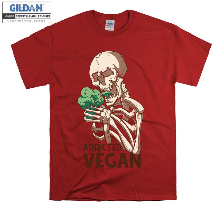 Horror skeleton addicted vegan figure T-shirt