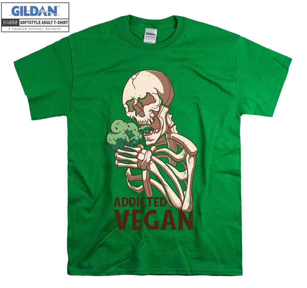 Horror skeleton addicted vegan figure T-shirt