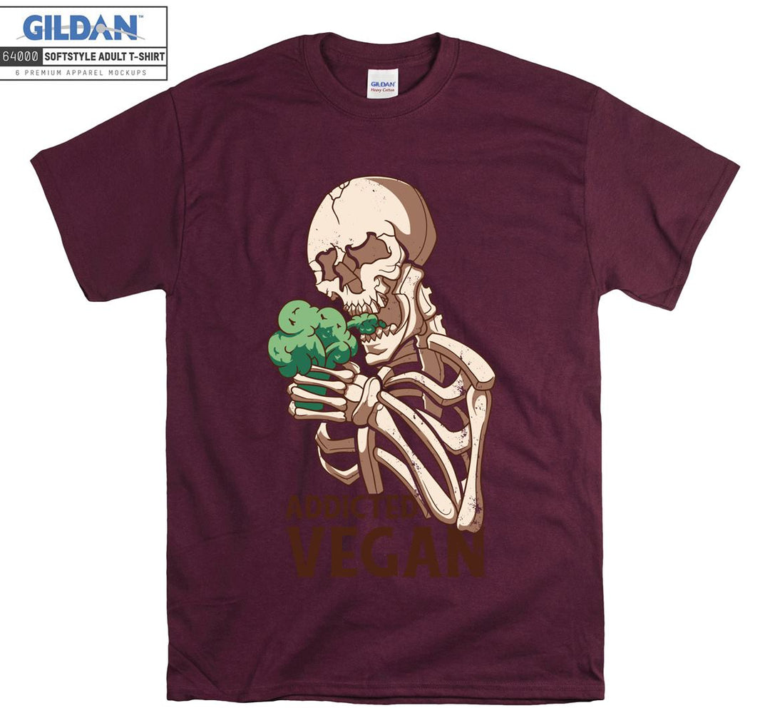 Horror skeleton addicted vegan figure T-shirt