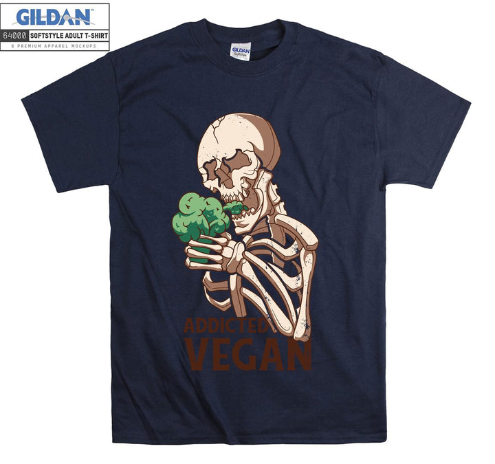 Horror skeleton addicted vegan figure T-shirt