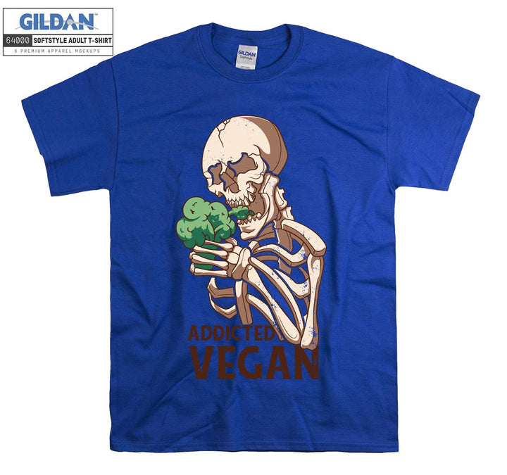 Horror skeleton addicted vegan figure T-shirt