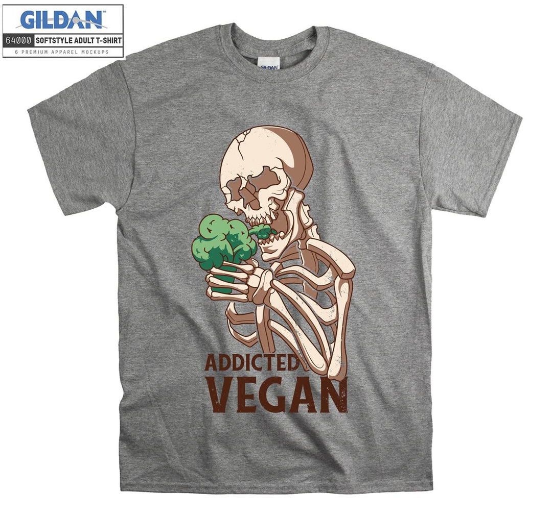Horror skeleton addicted vegan figure T-shirt