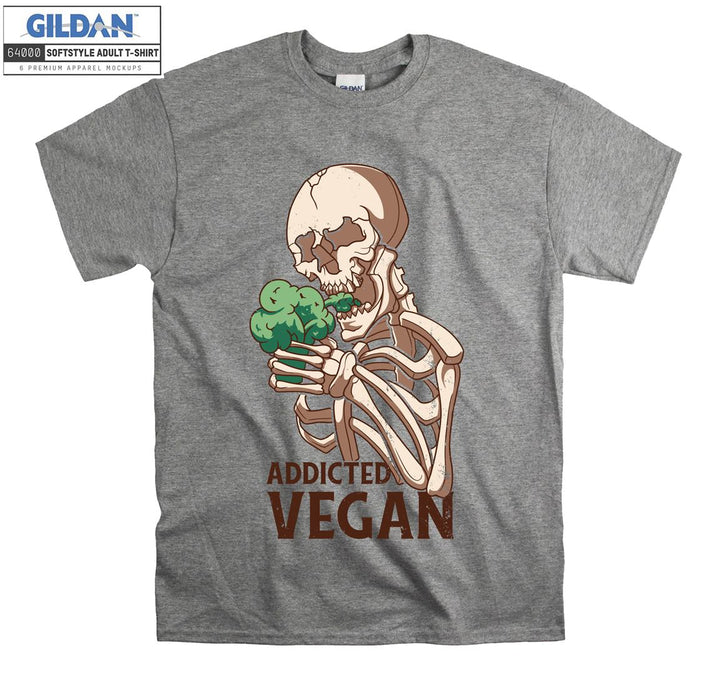 Horror skeleton addicted vegan figure T-shirt