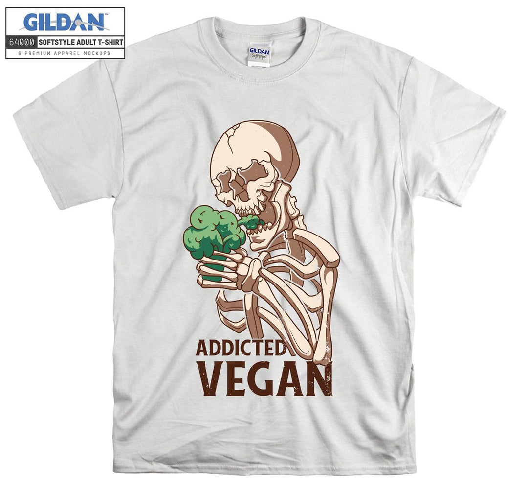 Horror skeleton addicted vegan figure T-shirt