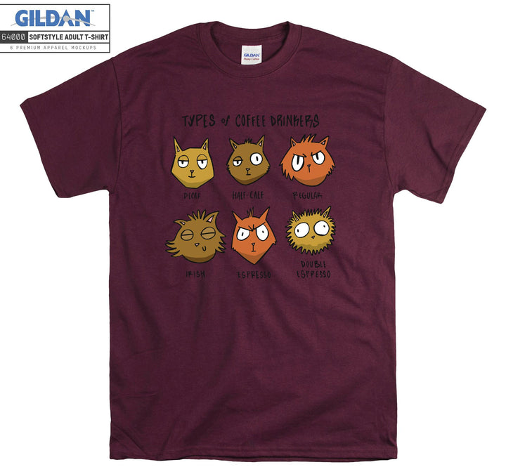 Type of Coffee Drinkers Cat Face T-shirt