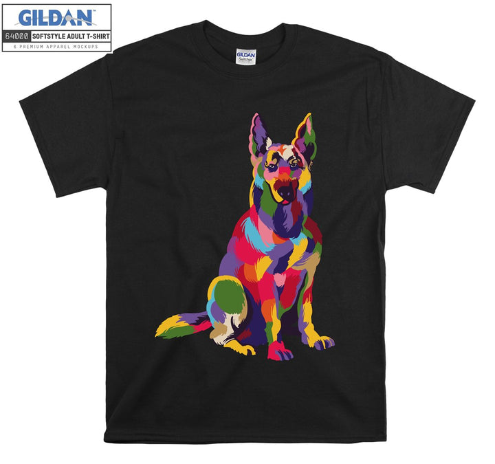 Colorful dog figure T-shirt