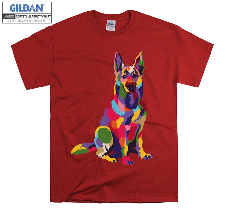 Colorful dog figure T-shirt