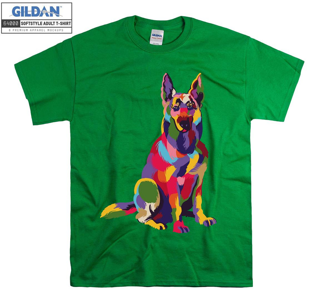 Colorful dog figure T-shirt