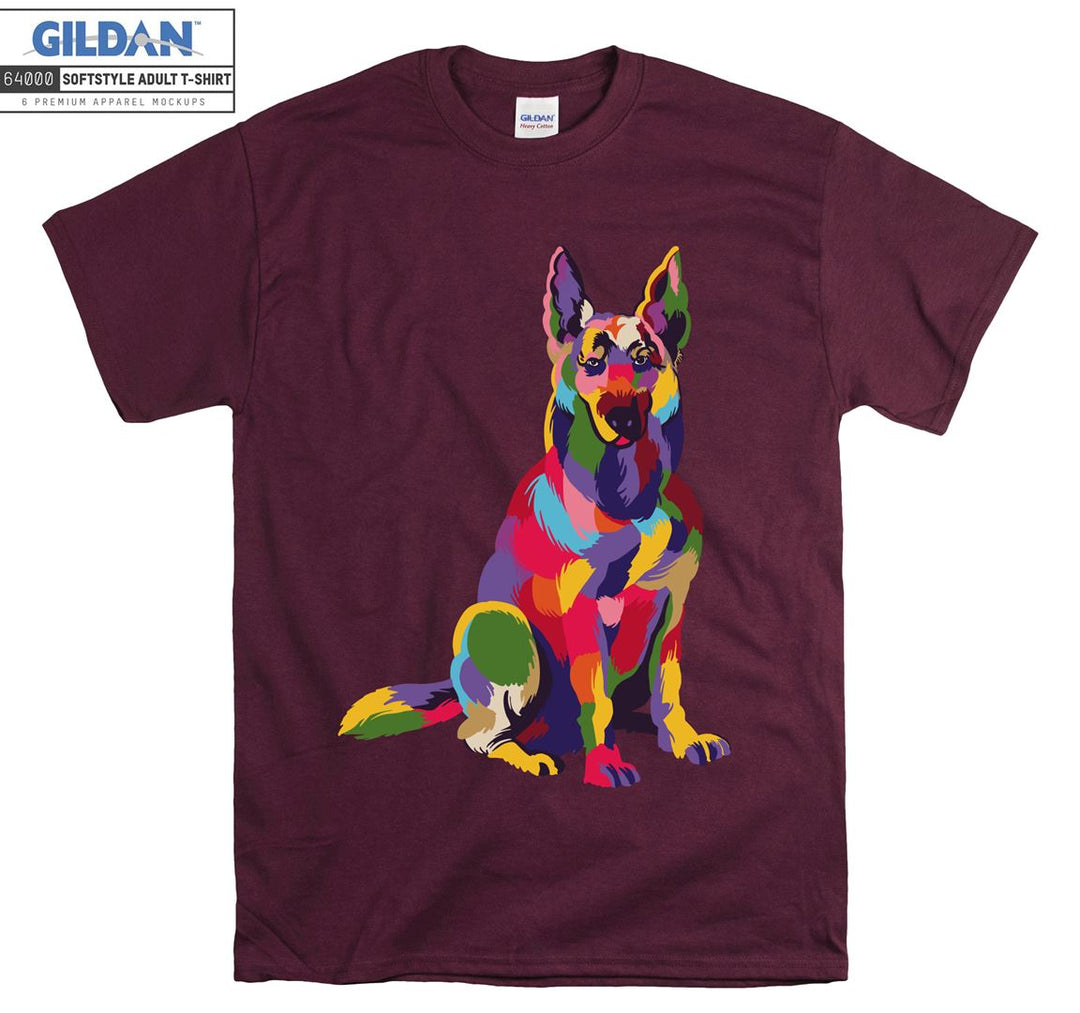 Colorful dog figure T-shirt