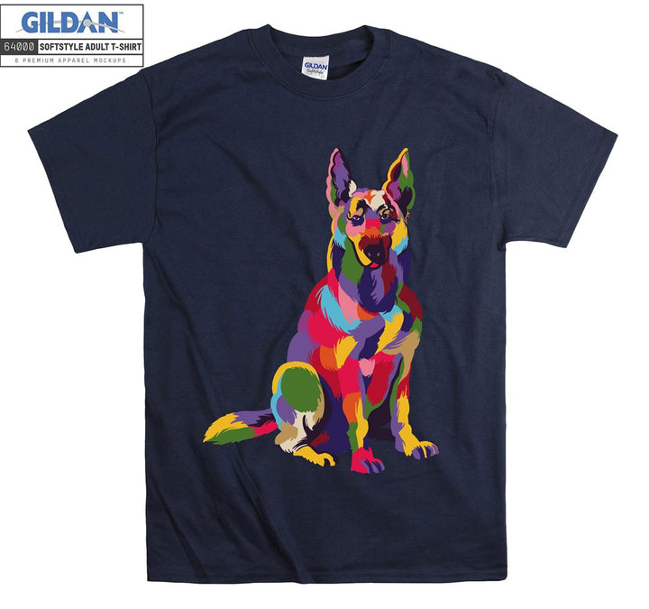 Colorful dog figure T-shirt