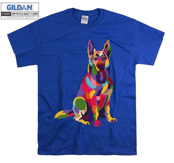 Colorful dog figure T-shirt