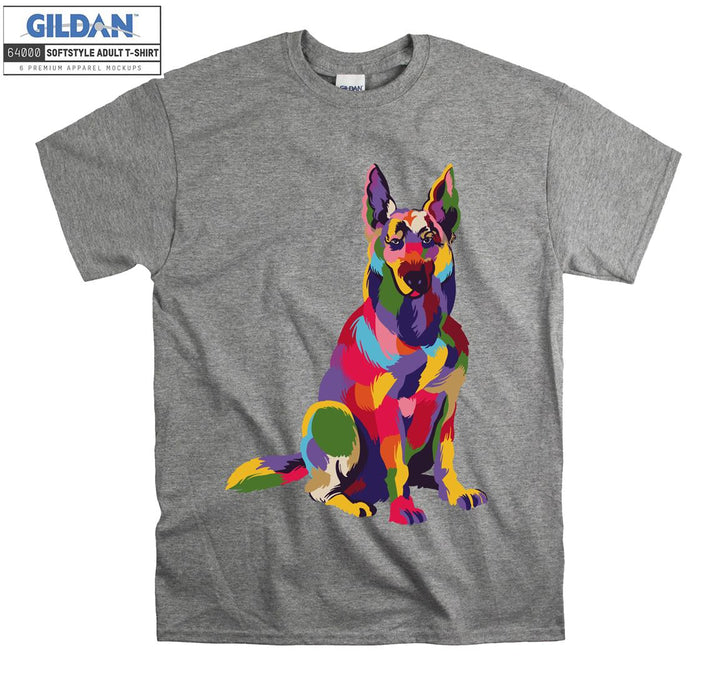 Colorful dog figure T-shirt