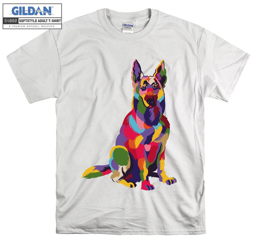 Colorful dog figure T-shirt