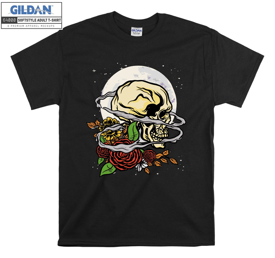 Horror skull figure with roses T-shirt