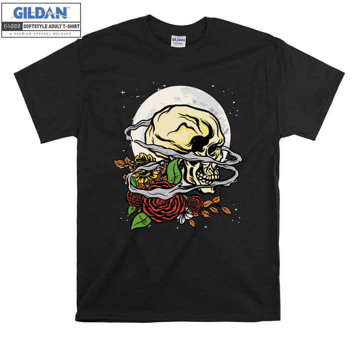 Horror skull figure with roses T-shirt