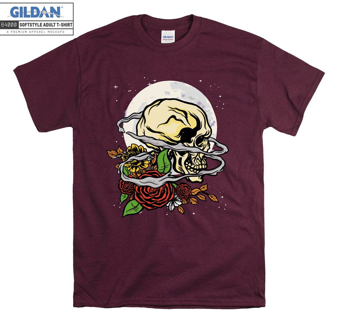 Horror skull figure with roses T-shirt