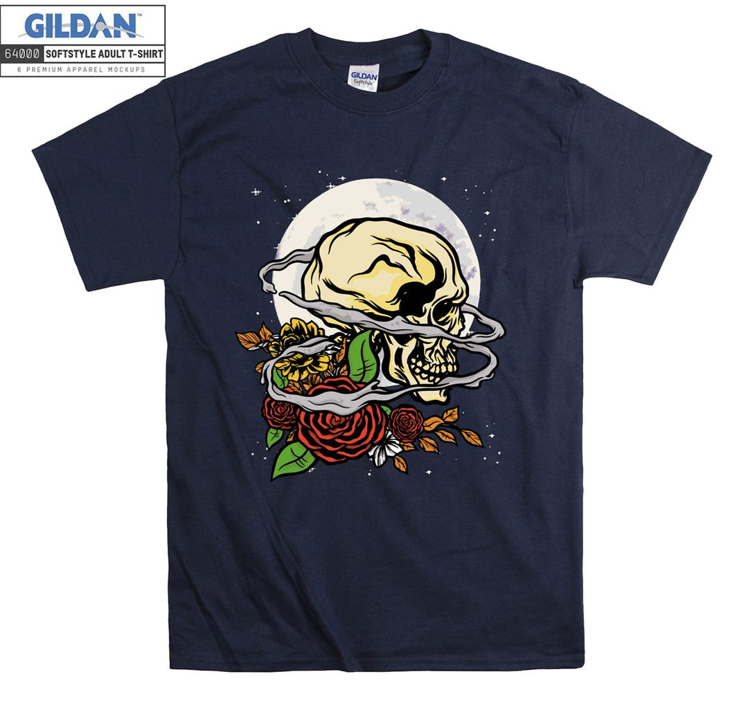 Horror skull figure with roses T-shirt