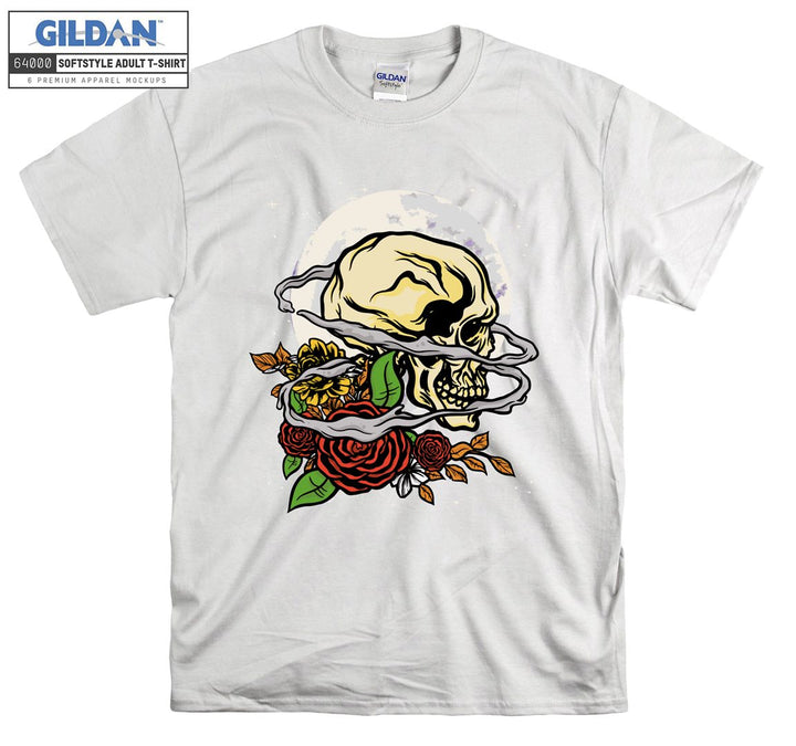 Horror skull figure with roses T-shirt