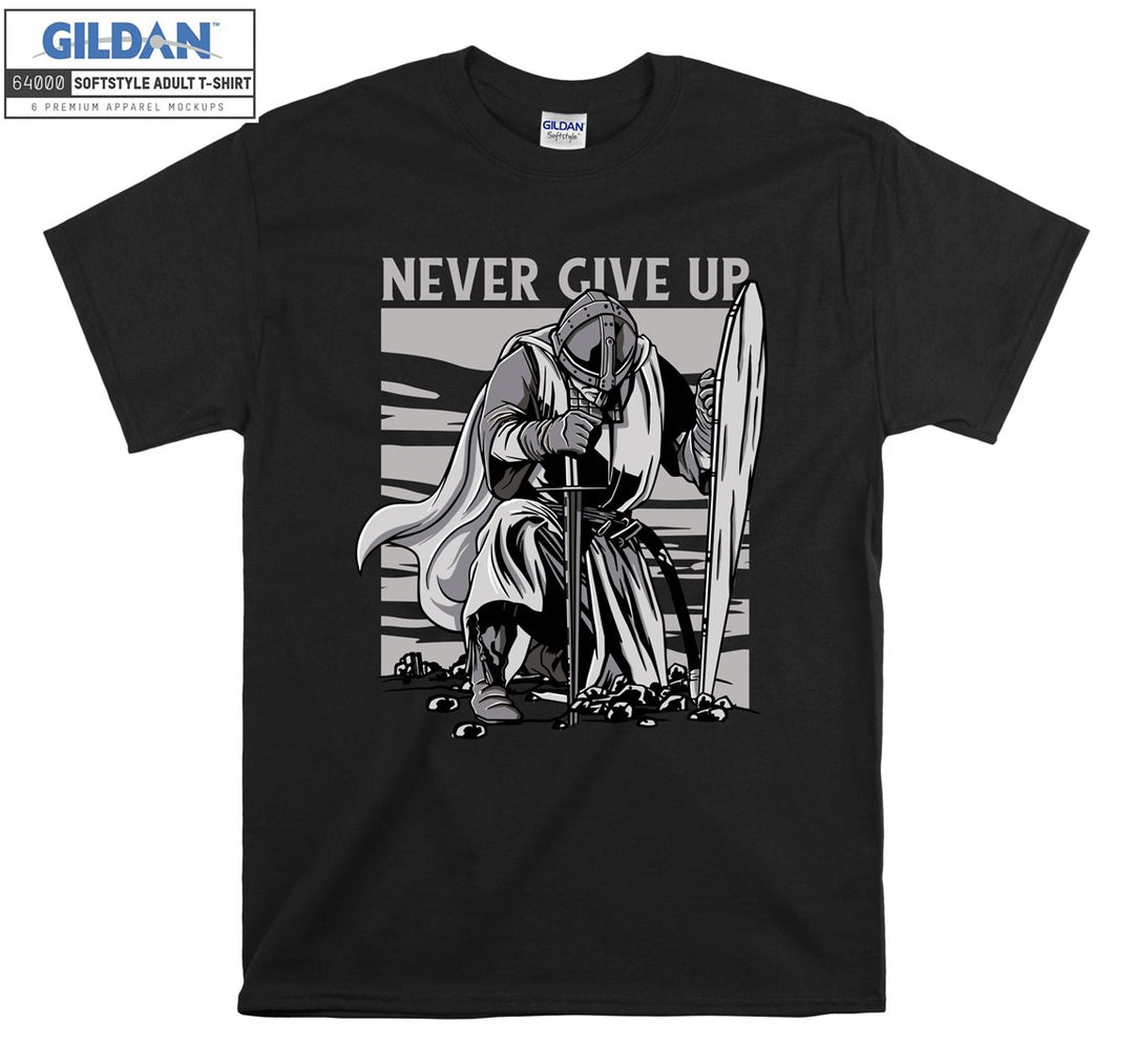 Never Give Up Gym Figure T-shirt