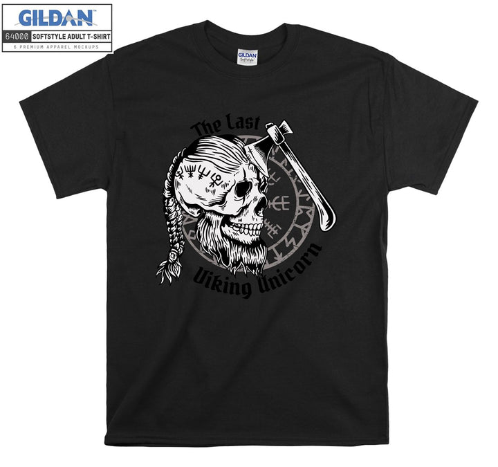 The last viking unicorn skull figure T-shirt