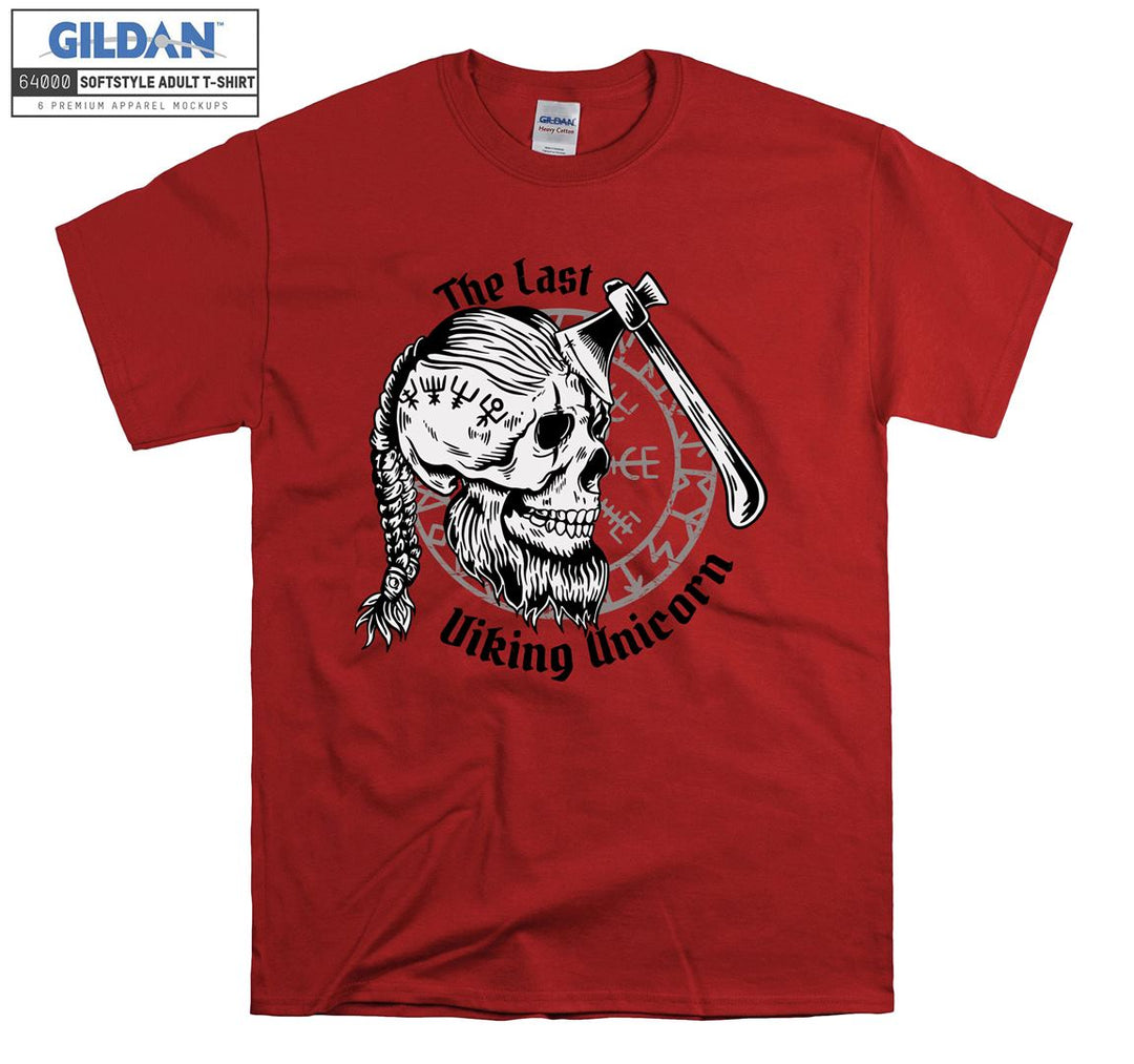 The last viking unicorn skull figure T-shirt