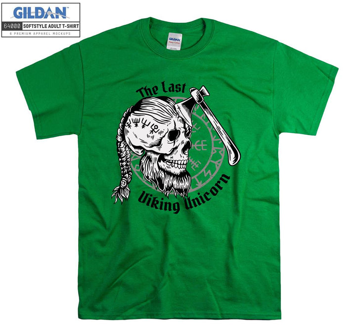 The last viking unicorn skull figure T-shirt