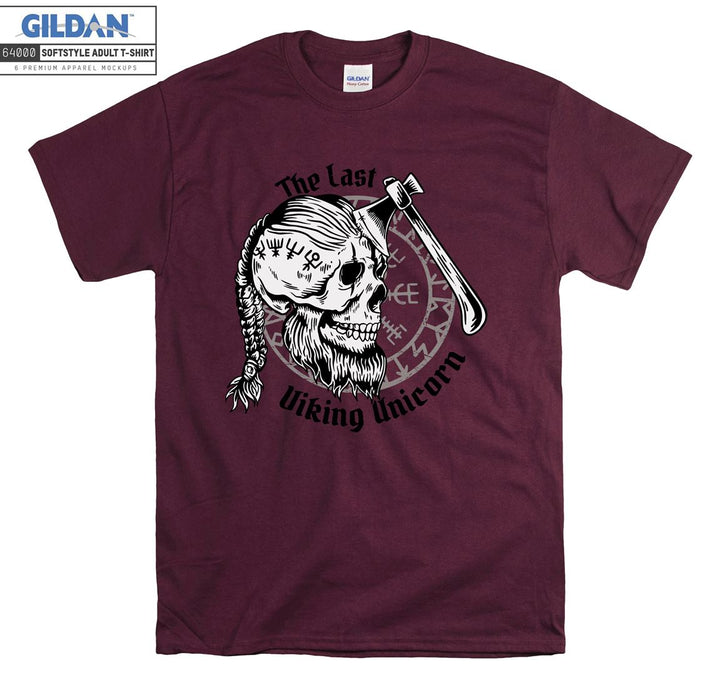 The last viking unicorn skull figure T-shirt