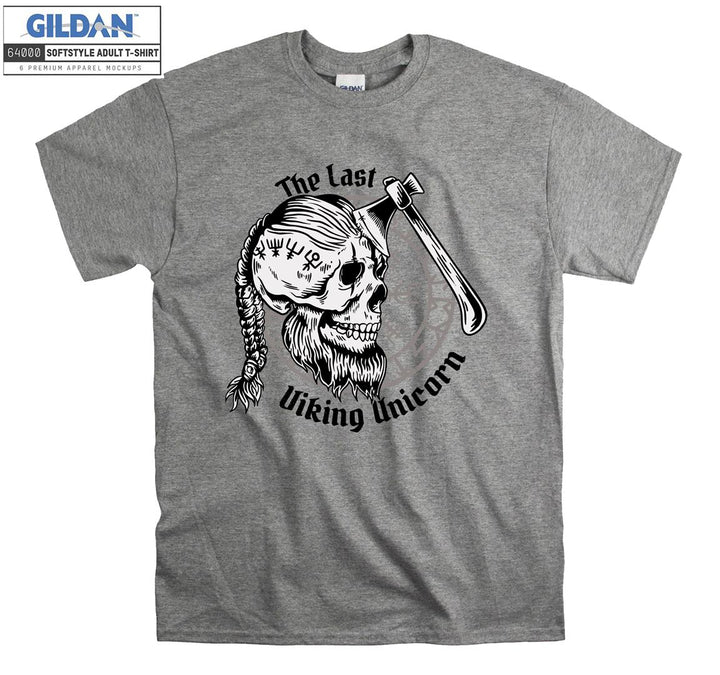 The last viking unicorn skull figure T-shirt