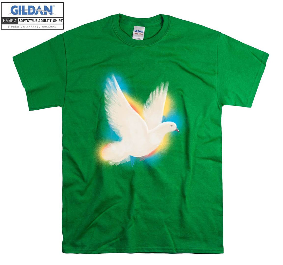 White Bird Flying Colorful Background T-shirt