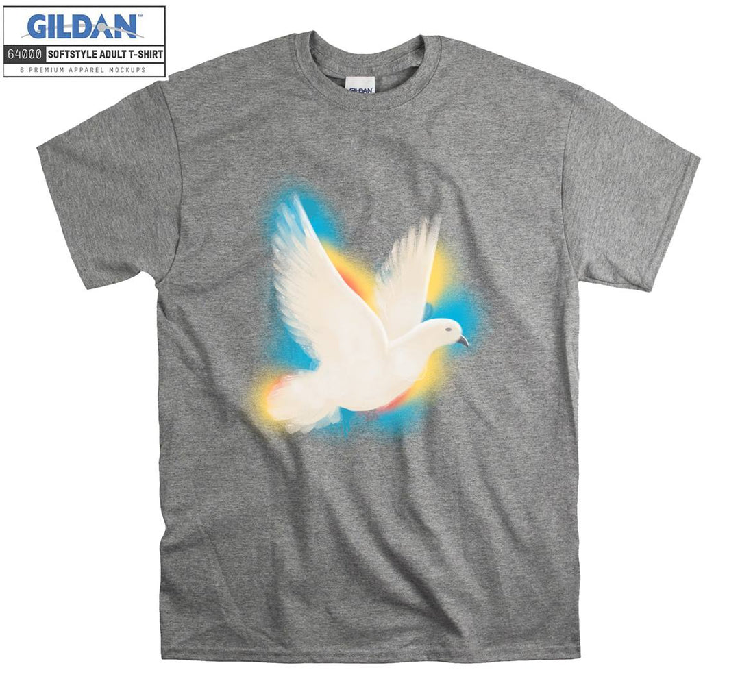 White Bird Flying Colorful Background T-shirt