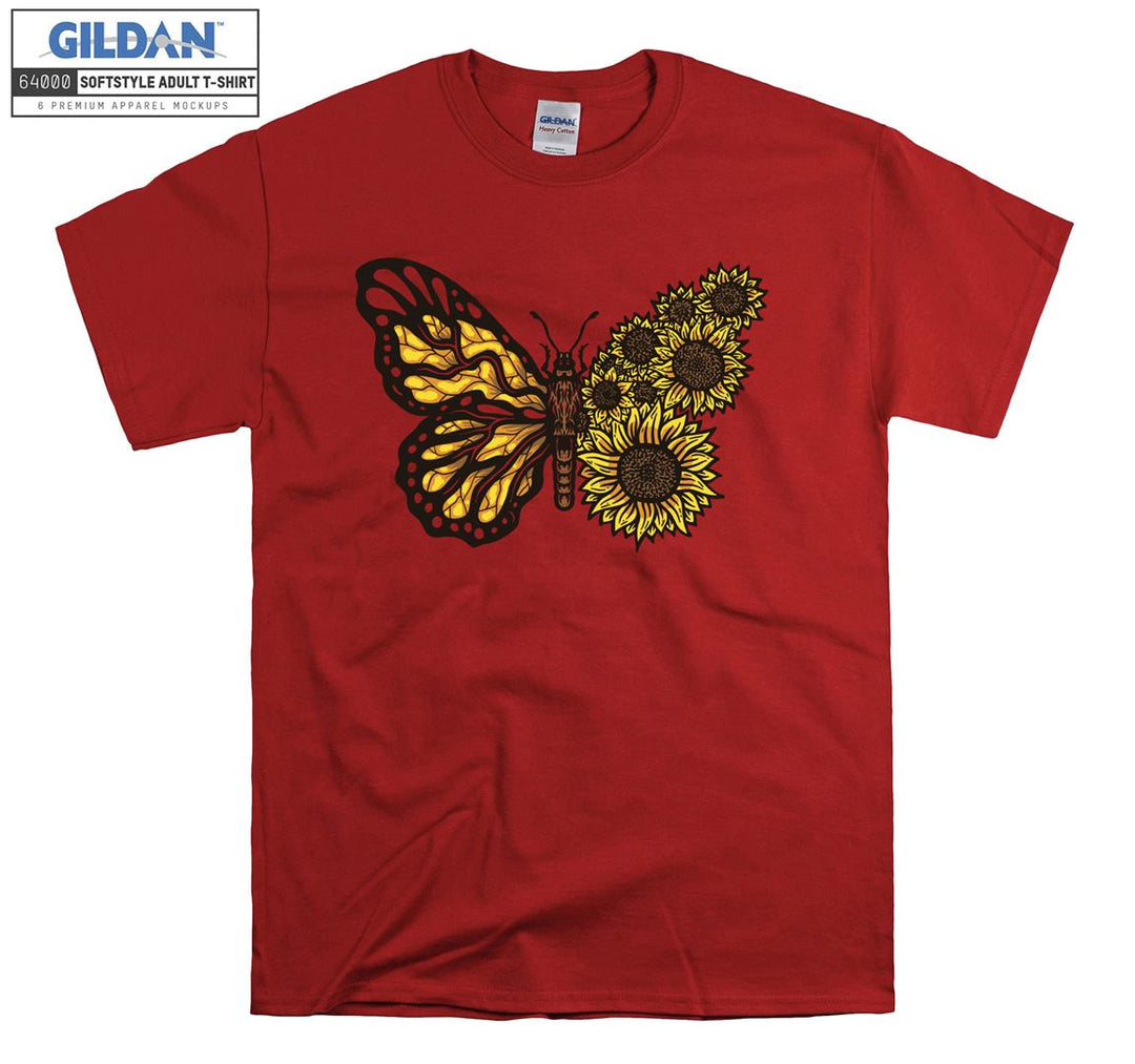 A Butterfly and Yellow Flowers T-shirt