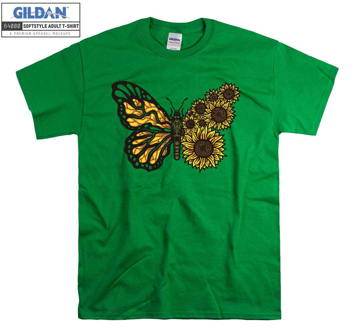 A Butterfly and Yellow Flowers T-shirt