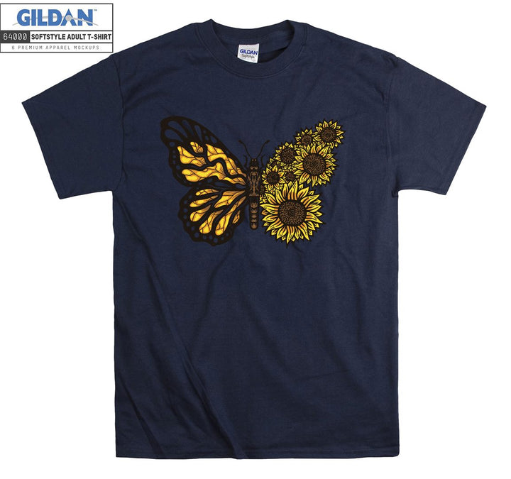 A Butterfly and Yellow Flowers T-shirt