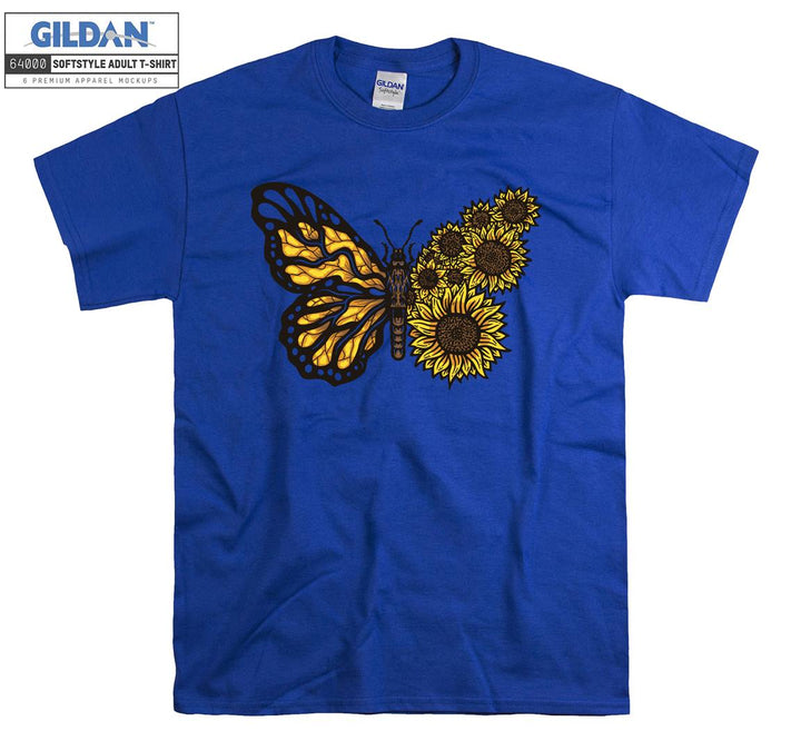 A Butterfly and Yellow Flowers T-shirt