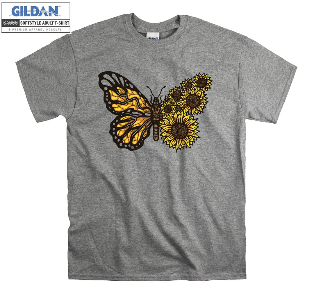 A Butterfly and Yellow Flowers T-shirt